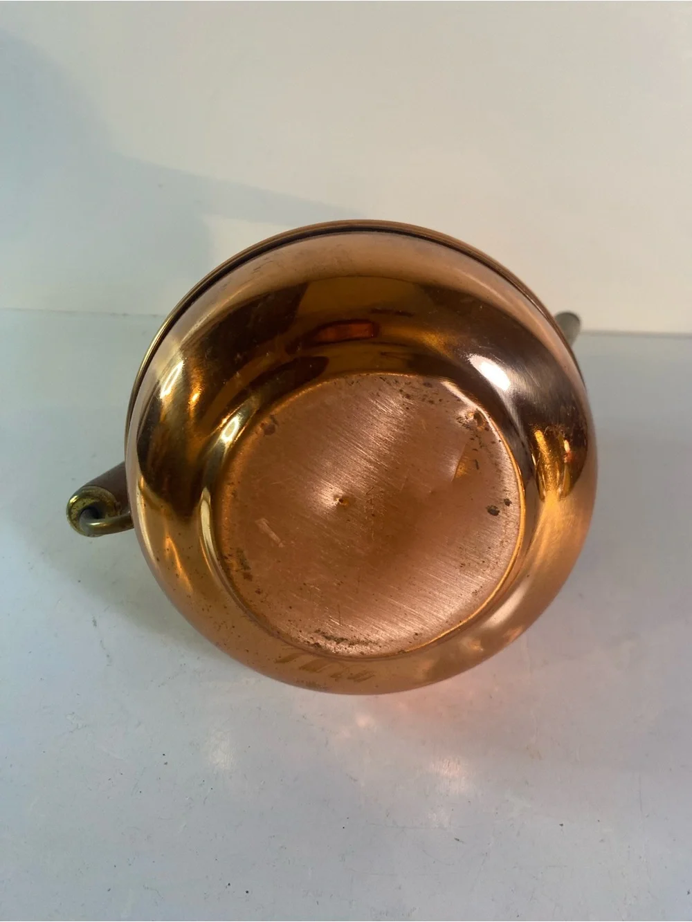 Vintage Mid Century Spartan Copper Teapot - Wooden Handle and Brass Accents